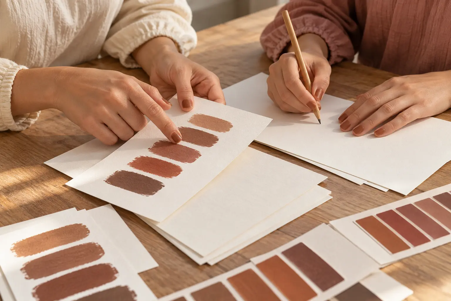 Deux créatrices travaillent sur les nuances et les conseils Henna Nail