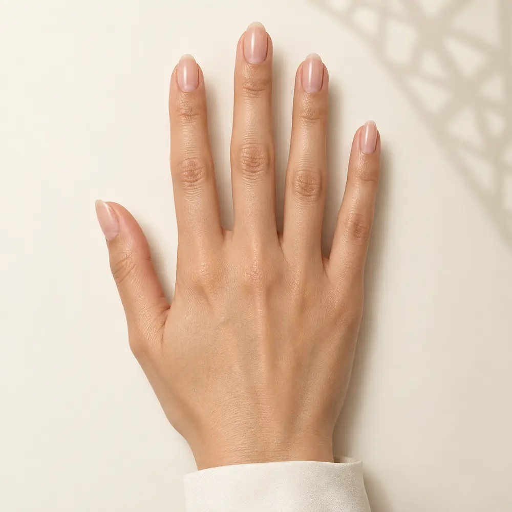 Main féminine pour essayer virtuellement les couleurs Henna Nail