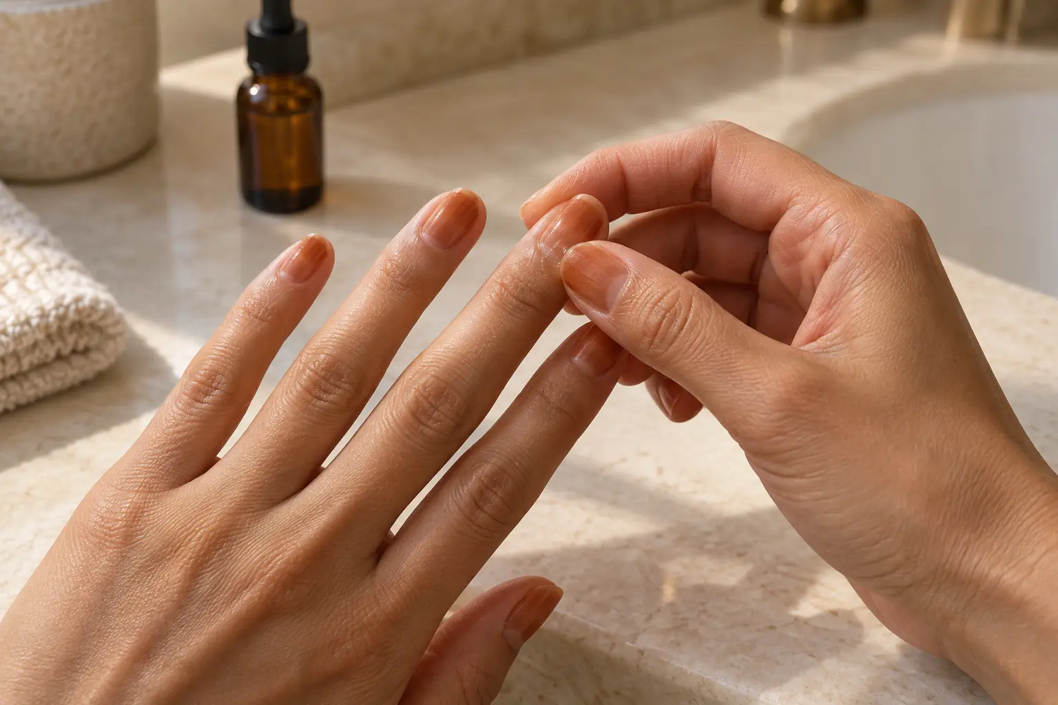 Geste d’entretien pour prolonger la tenue d’une coloration au henné sur les ongles