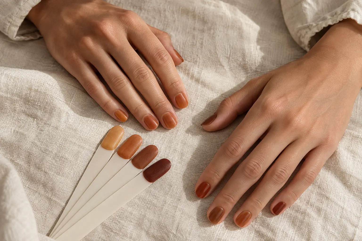 Nuancier de différentes teintes de coloration au henné pour les ongles