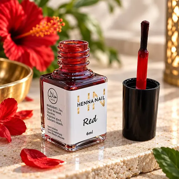 Flacon coloration ongles Henna Nail Red, teinte rouge
