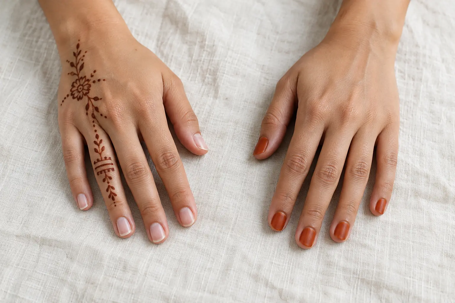 Différence entre henné décoratif sur les mains et coloration au henné sur les ongles