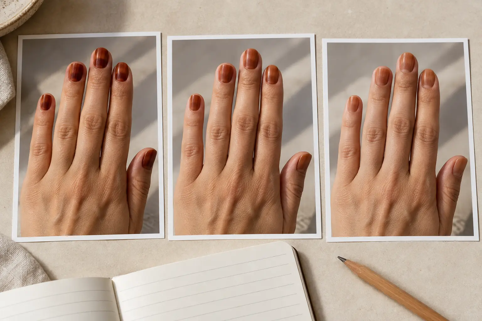 Suivi photographique de l’évolution d’une coloration au henné sur plusieurs jours